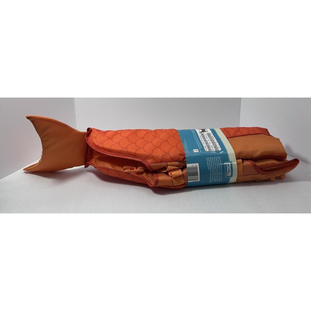 New Orange Fish Dog Life Jacket Goldfish Sz Large 70-110 Ibs Handle And Tail - Picture 3 of 12